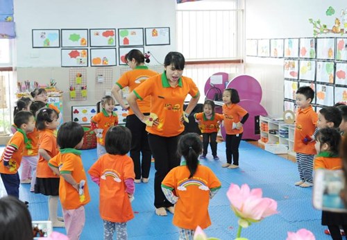 Tổ chức kiến tập chuyên đề “Xây dựng môi trường giáo dục lấy trẻ làm trung tâm” tại trường mầm non chất lượng cao Đô Thị Sài Đồng quận Long Biên.